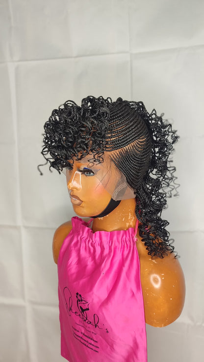 Full lace Mohawk clap and base  braid wig