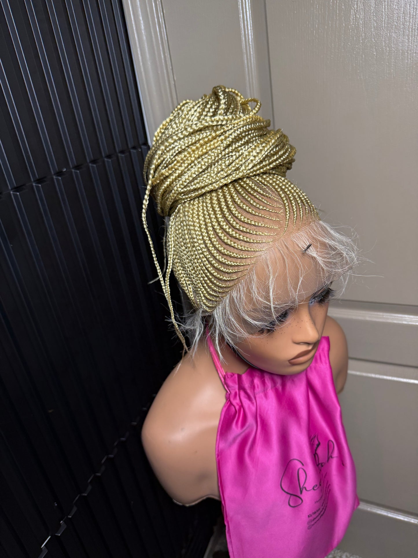 35inch v cut updo 360 full lace  braid Wig