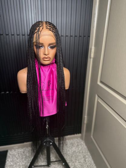 Full Human Hair Lace Cap Silky small knotless braids #1 40’’