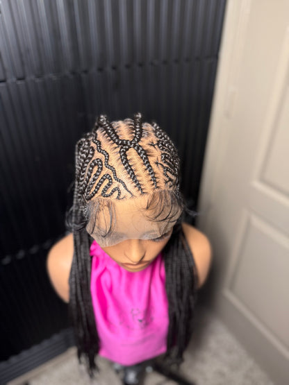 Full lace stylish cornrow braided wig