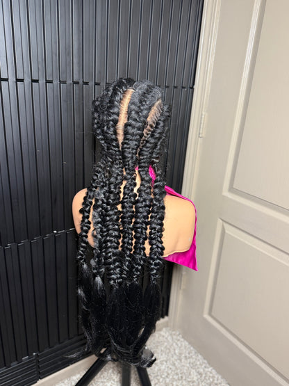 Full lace jumbo mermaid cornrow braided wig
