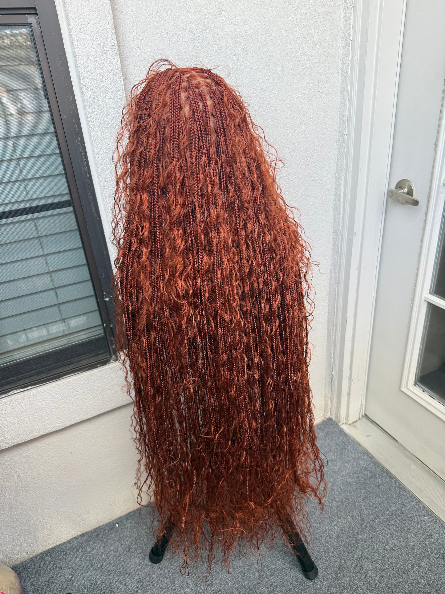 45inch Full lace chestnut brown boho knotless braids