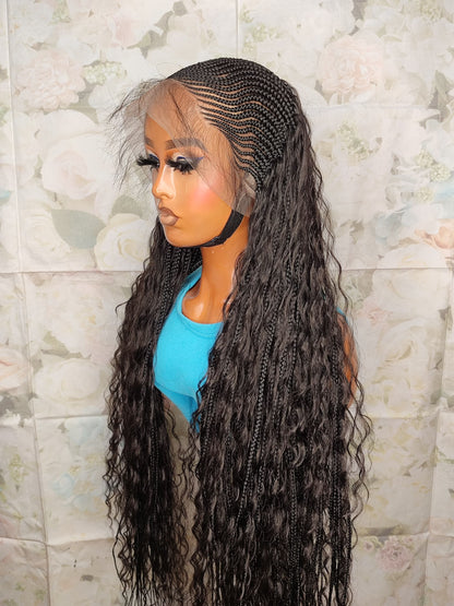 Ziz-zag cornrow boho braids