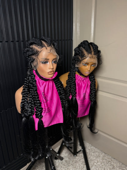 Full lace jumbo mermaid cornrow braided wig