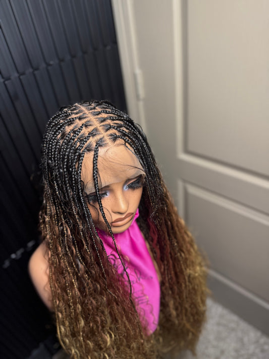 3 Tone boho braids 35inch braided wig