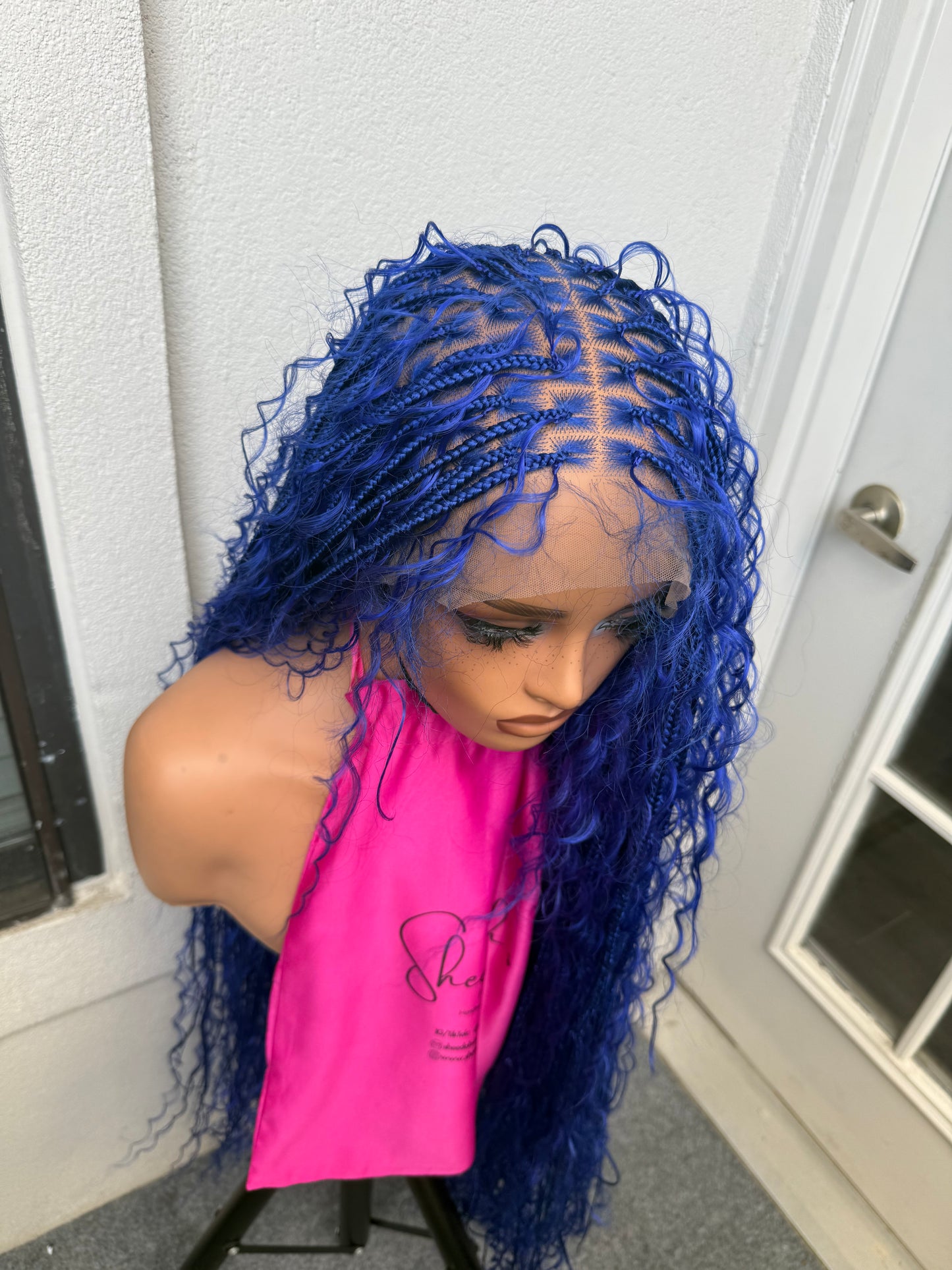 45inch Full lace chestnut brown boho knotless braids