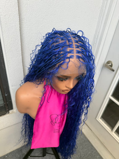 45inch Full lace chestnut brown boho knotless braids