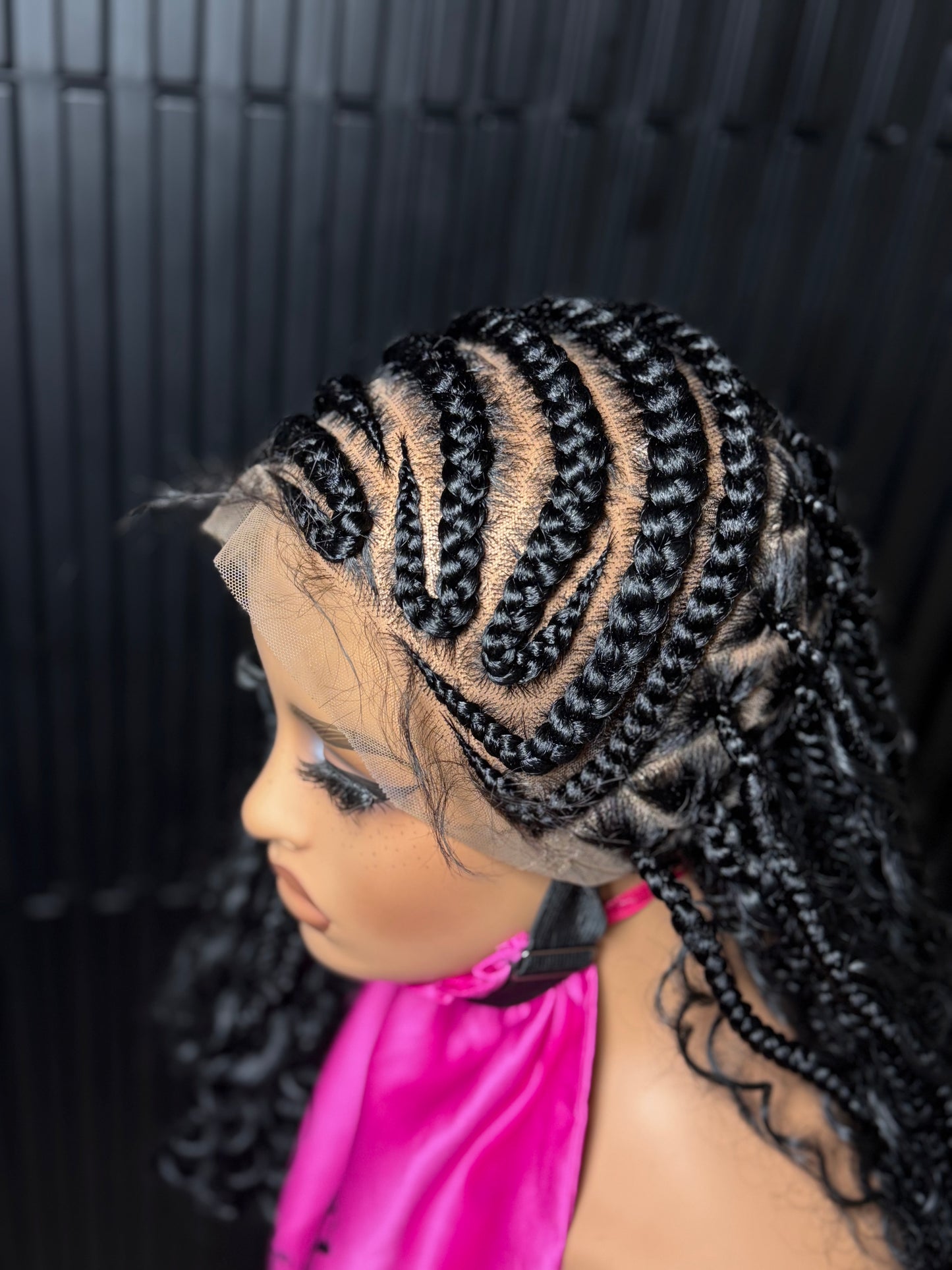 Full lace short cornrow boho braids