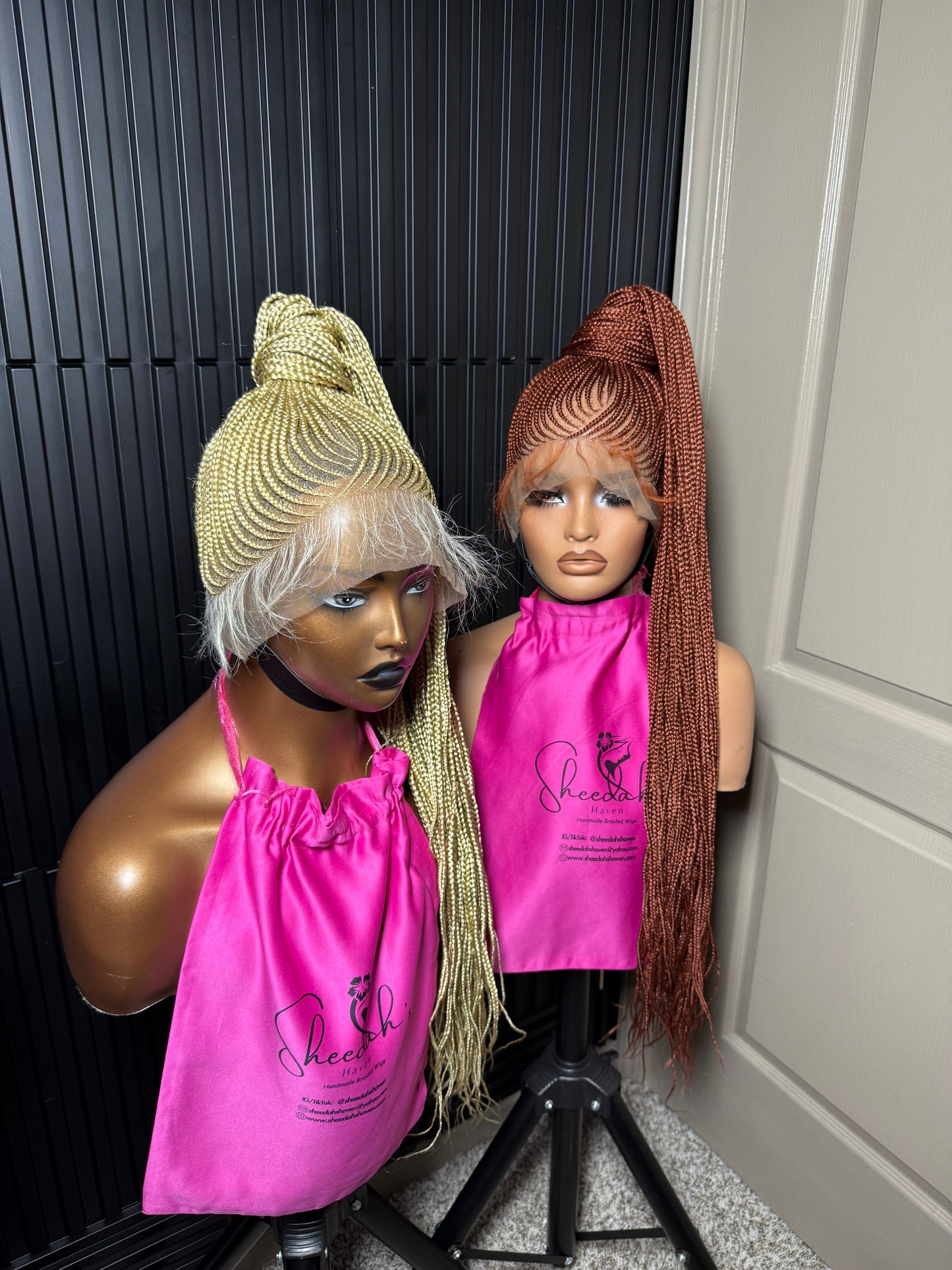 35inch v cut updo 360 full lace  braid Wig