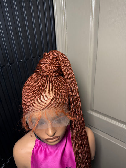 35inch v cut updo 360 full lace  braid Wig