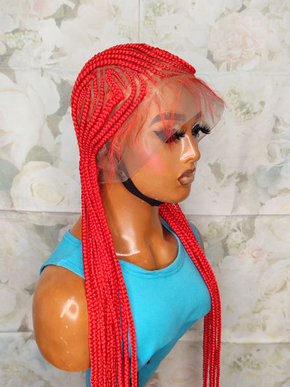 Red cornrow braids