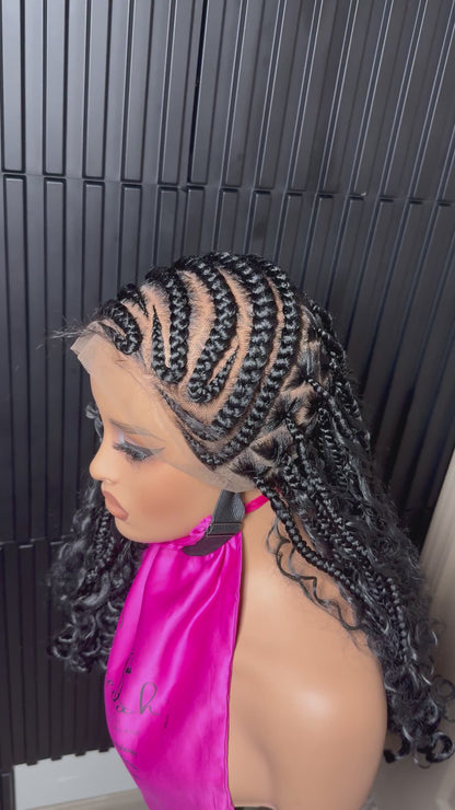 Full lace short cornrow boho braids