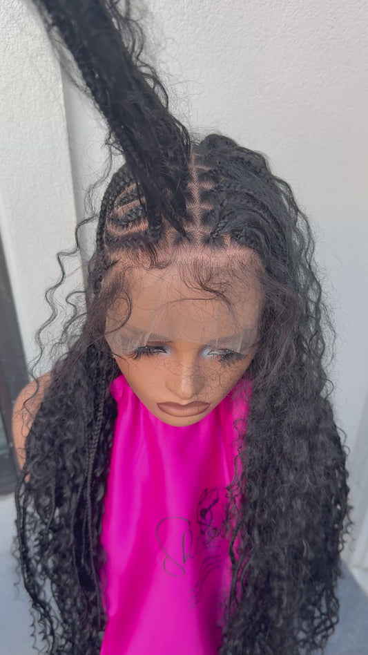 Black Full lace Mohawk braided wig
