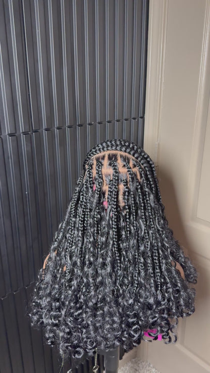 Full lace short cornrow boho braids