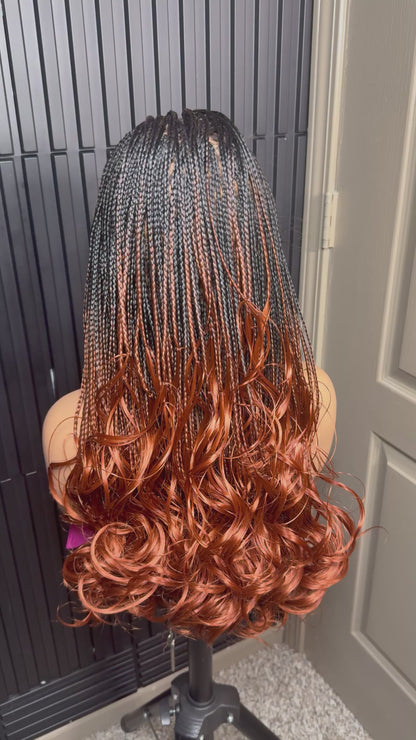 16inch Full lace bouncy knotless braid pre-bleached knots ombre