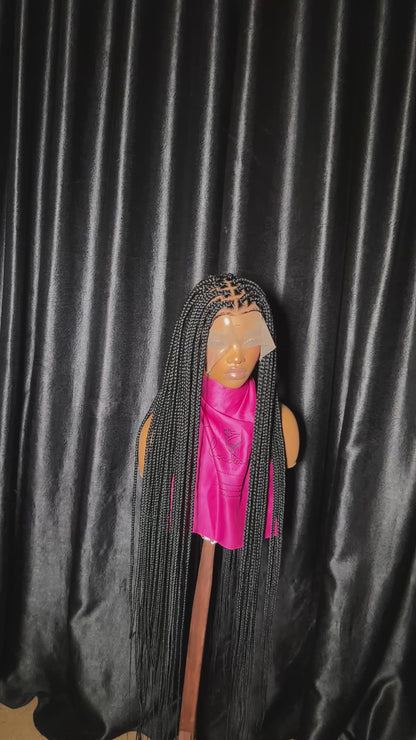 35inch Box braid pre-bleached knot Full lace Box braided wig